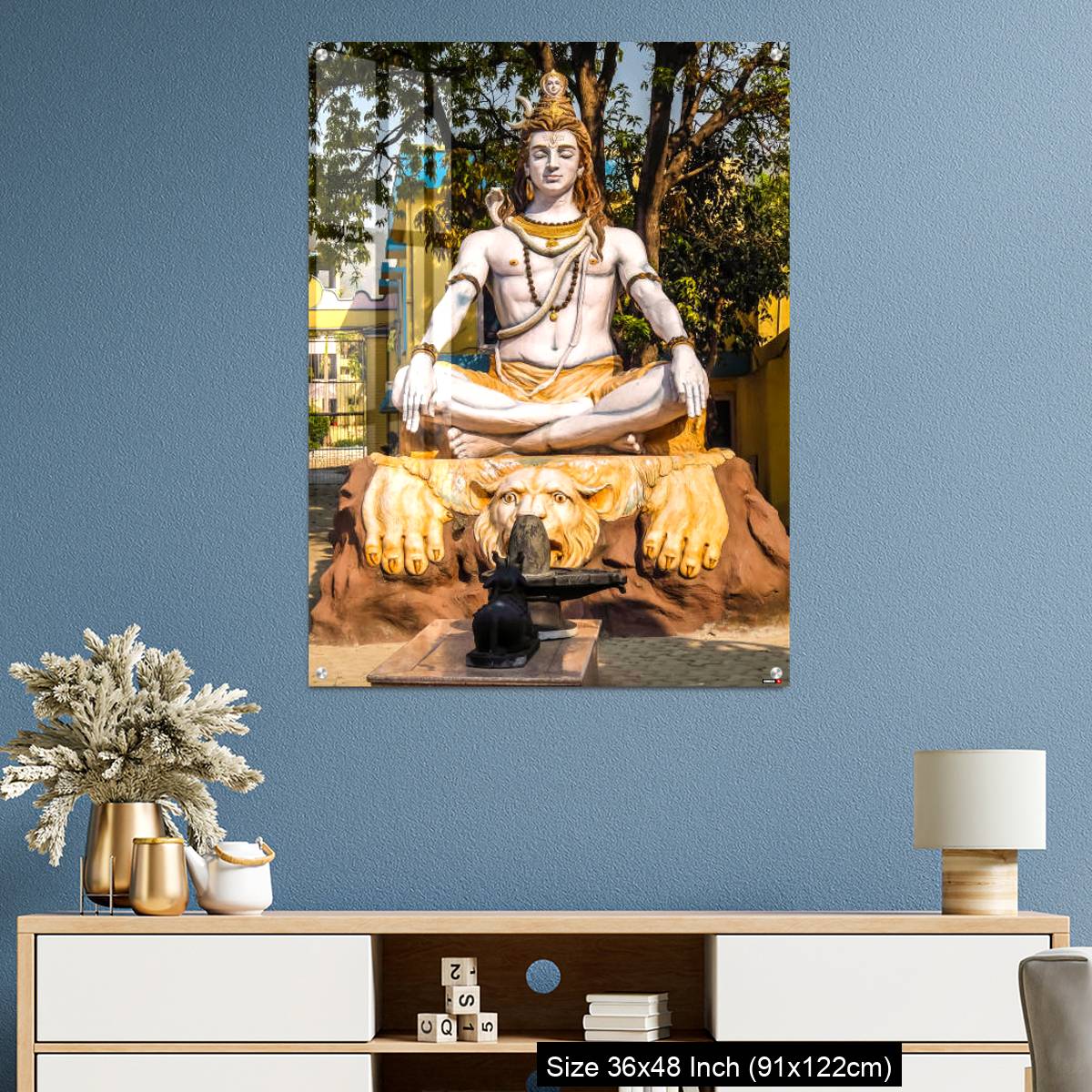 OMGs Acrylic Wall Decor – Statue of Shiva sitting in meditation on the riverbank of Ganga in Rishikesh. - Image 3