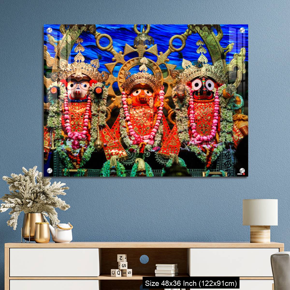 OMGs Acrylic Wall Decor – Idols of Jagannath Balaram Suvadra at Rath Yatra Festival during Night. - Image 3