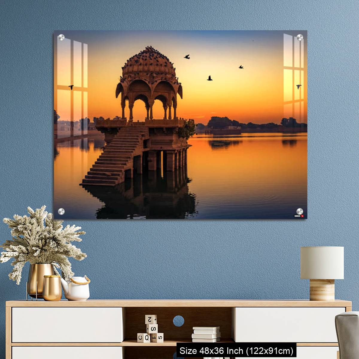 OMGs Acrylic Wall Decor – Gadisar lake at Jaisalmer Rajasthan at sunrise with ancient temples - Image 3