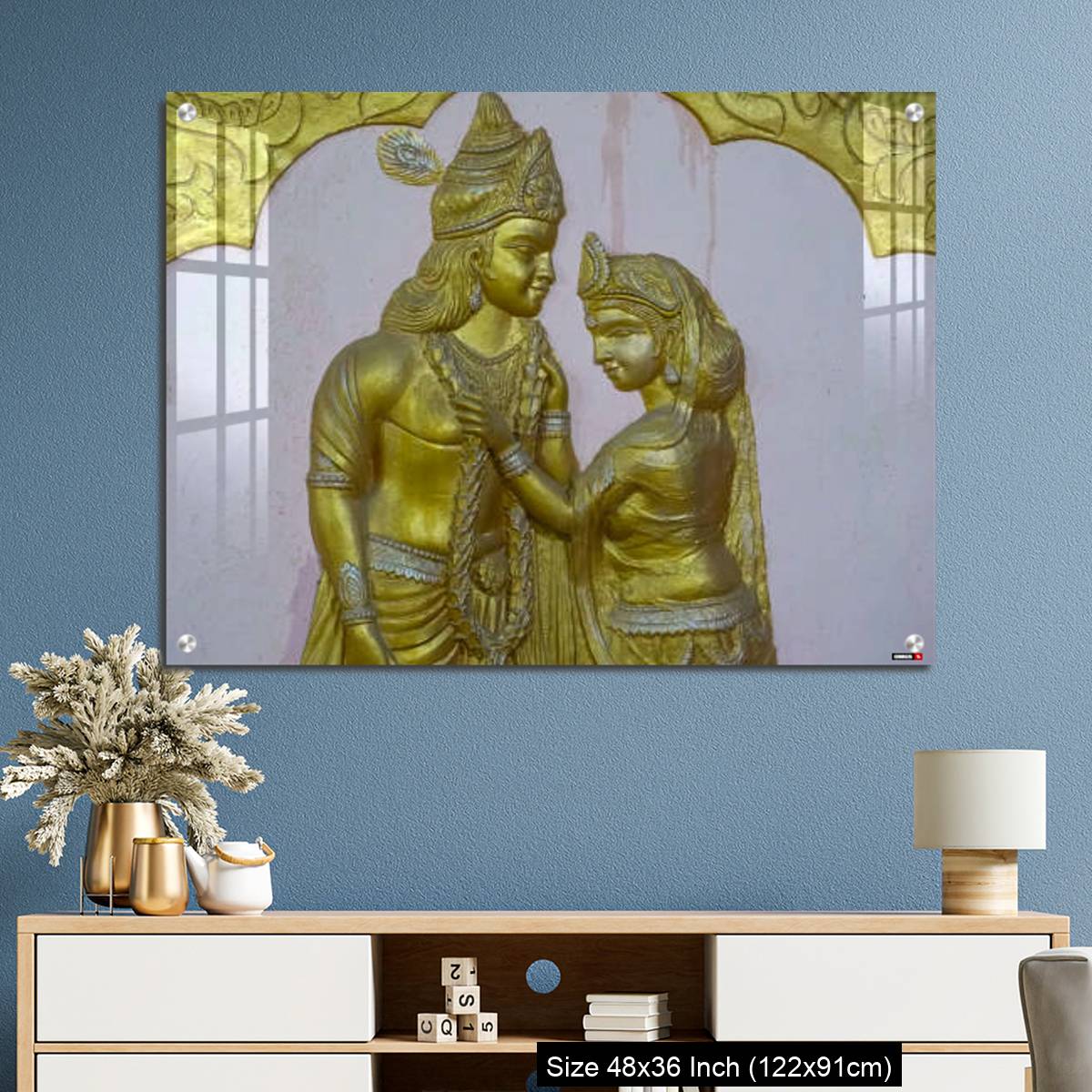 OMGs Acrylic Wall Decor – Sri Krishna and rukmani marriage a wall art image - Image 3