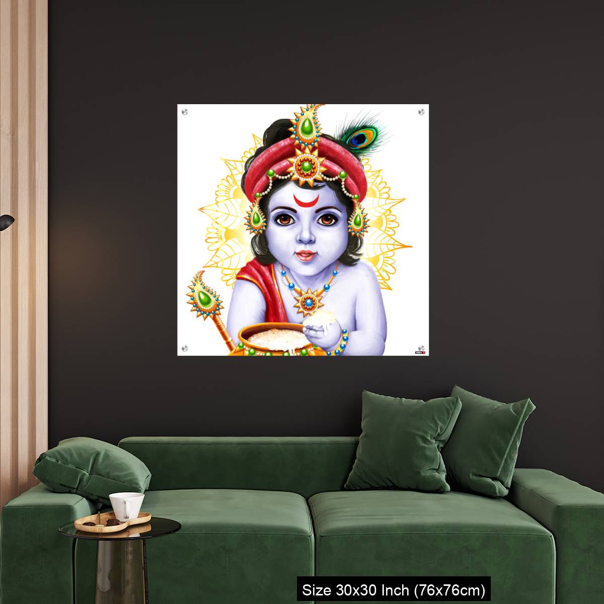 OMGs Acrylic Wall Decor – Little Krishna with a pot of butter on ornament background. - Image 4