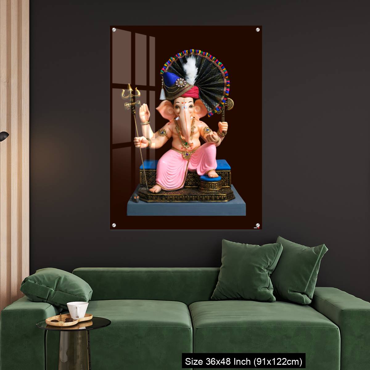 OMGs Acrylic Wall Decor – Hindu God Ganesha on brown background, Ganesha Idol. - Image 4
