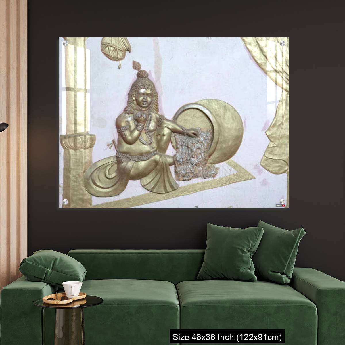 OMGs Acrylic Wall Decor – Sri Krishna with makhan a wall art on temple of varansi - Image 4