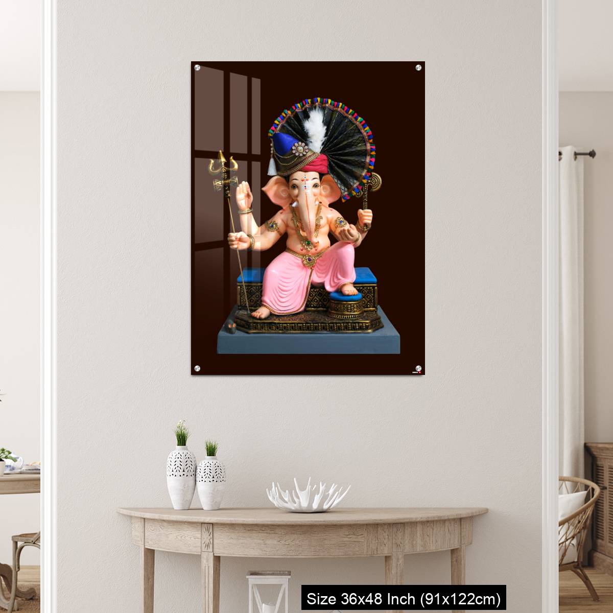 OMGs Acrylic Wall Decor – Hindu God Ganesha on brown background, Ganesha Idol. - Image 5