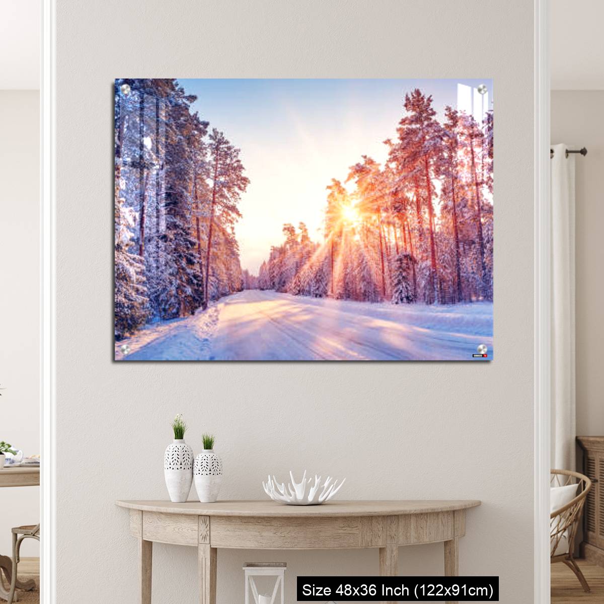 OMGs Acrylic Wall Decor – Beautiful view of the sunrise in the morning on the country snowy road. - Image 5