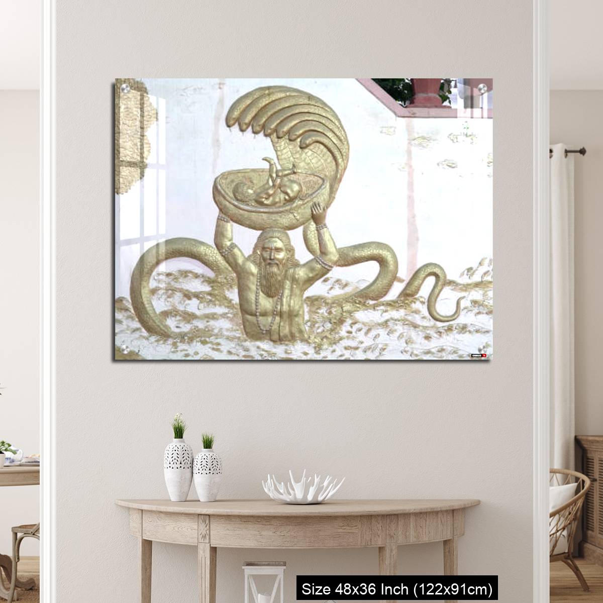 OMGs Acrylic Wall Decor – Sri Krishna with his father and snakes a wall art on temple of varansi - Image 5