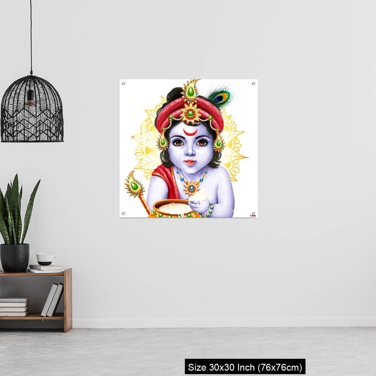 OMGs Acrylic Wall Decor – Little Krishna with a pot of butter on ornament background. - Image 6