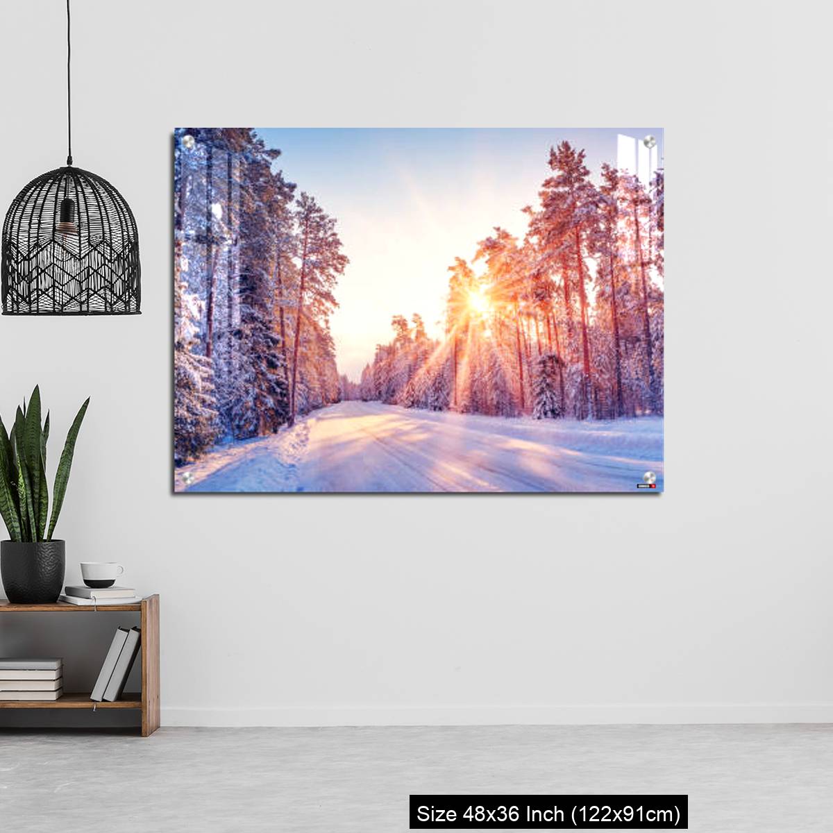 OMGs Acrylic Wall Decor – Beautiful view of the sunrise in the morning on the country snowy road. - Image 6