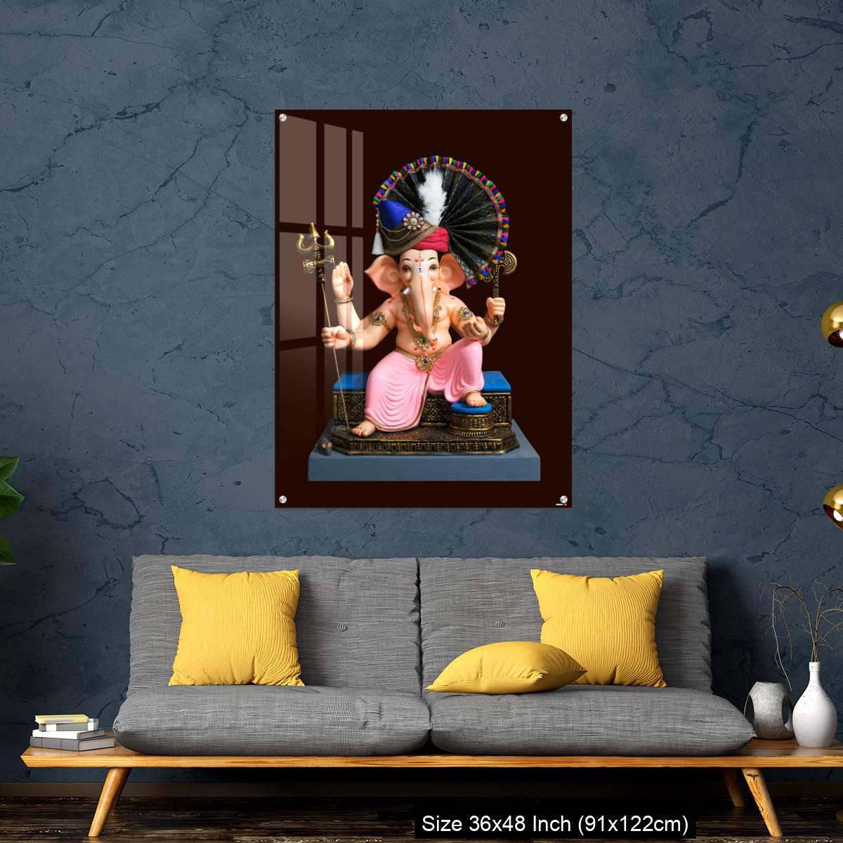OMGs Acrylic Wall Decor – Hindu God Ganesha on brown background, Ganesha Idol. - Image 7