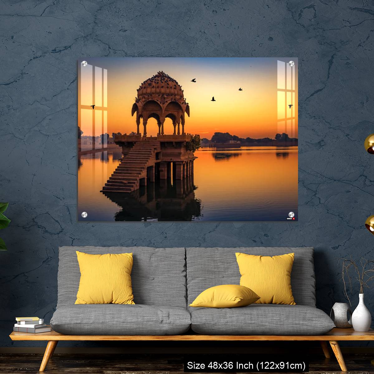 OMGs Acrylic Wall Decor – Gadisar lake at Jaisalmer Rajasthan at sunrise with ancient temples - Image 7