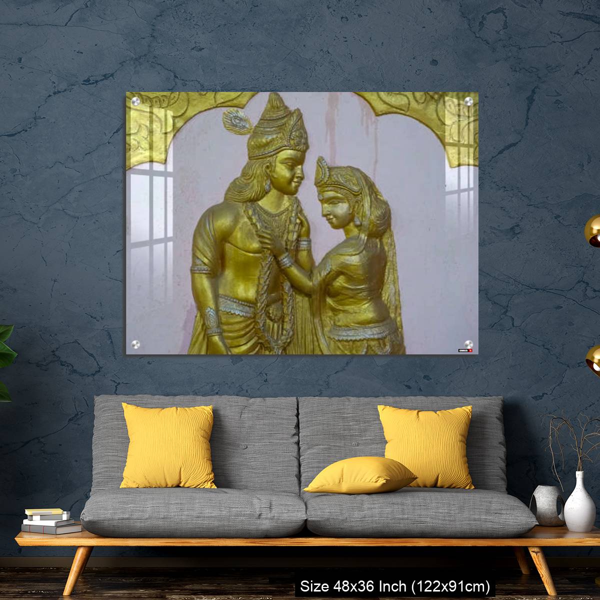 OMGs Acrylic Wall Decor – Sri Krishna and rukmani marriage a wall art image - Image 7