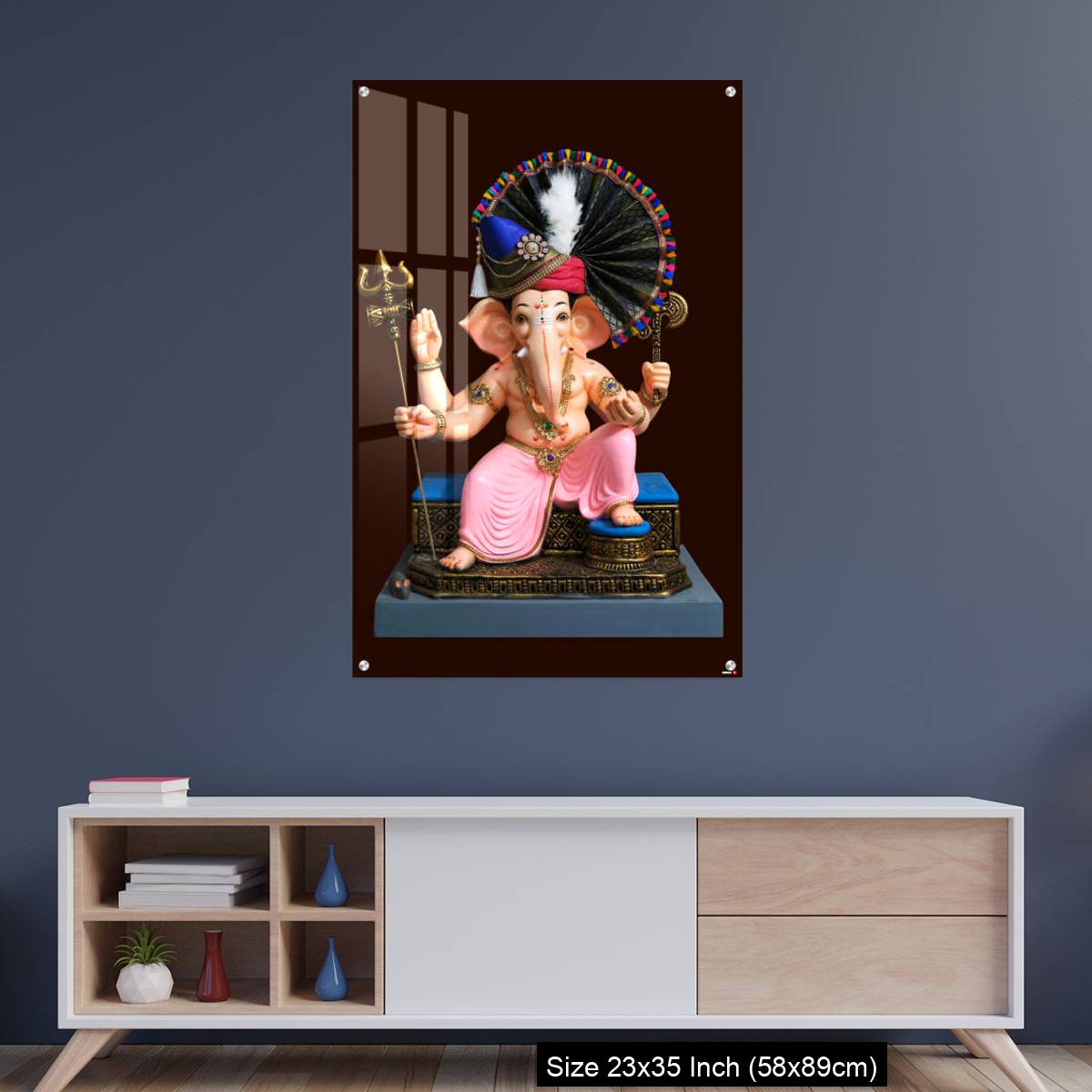 OMGs Acrylic Wall Decor – Hindu God Ganesha on brown background, Ganesha Idol. - Image 8
