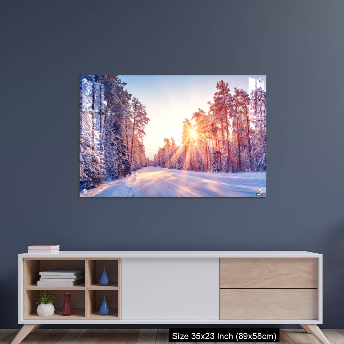 OMGs Acrylic Wall Decor – Beautiful view of the sunrise in the morning on the country snowy road. - Image 8
