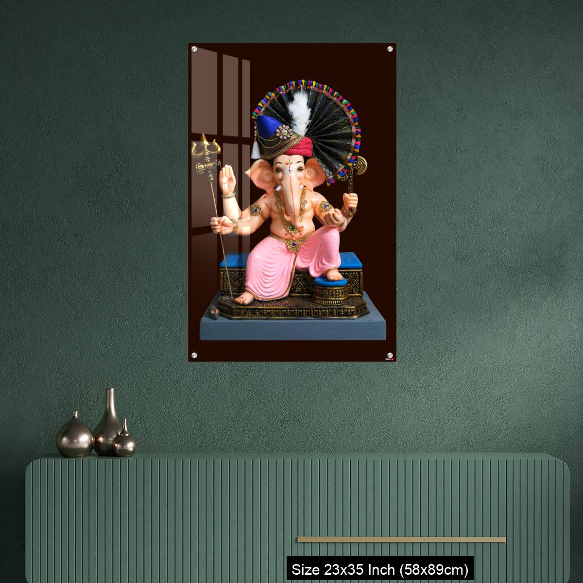 OMGs Acrylic Wall Decor – Hindu God Ganesha on brown background, Ganesha Idol. - Image 9