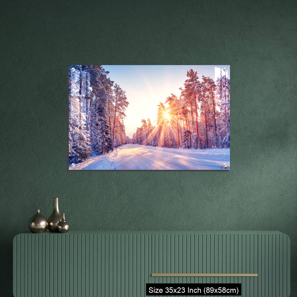 OMGs Acrylic Wall Decor – Beautiful view of the sunrise in the morning on the country snowy road. - Image 9