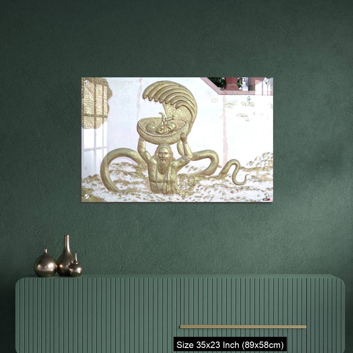 OMGs Acrylic Wall Decor – Sri Krishna with his father and snakes a wall art on temple of varansi - Image 9