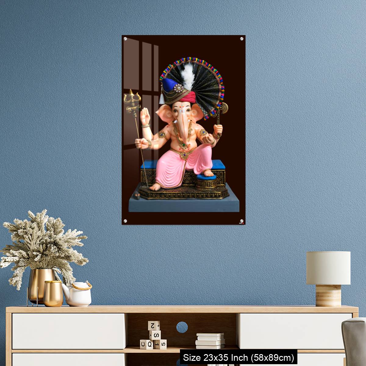 OMGs Acrylic Wall Decor – Hindu God Ganesha on brown background, Ganesha Idol. - Image 10