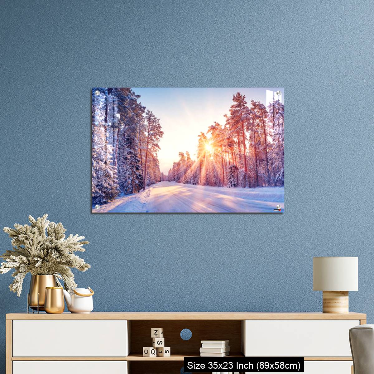OMGs Acrylic Wall Decor – Beautiful view of the sunrise in the morning on the country snowy road. - Image 10