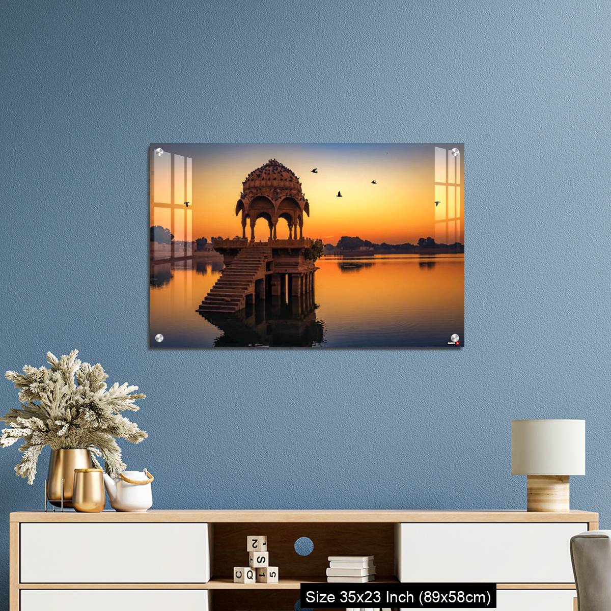 OMGs Acrylic Wall Decor – Gadisar lake at Jaisalmer Rajasthan at sunrise with ancient temples - Image 10