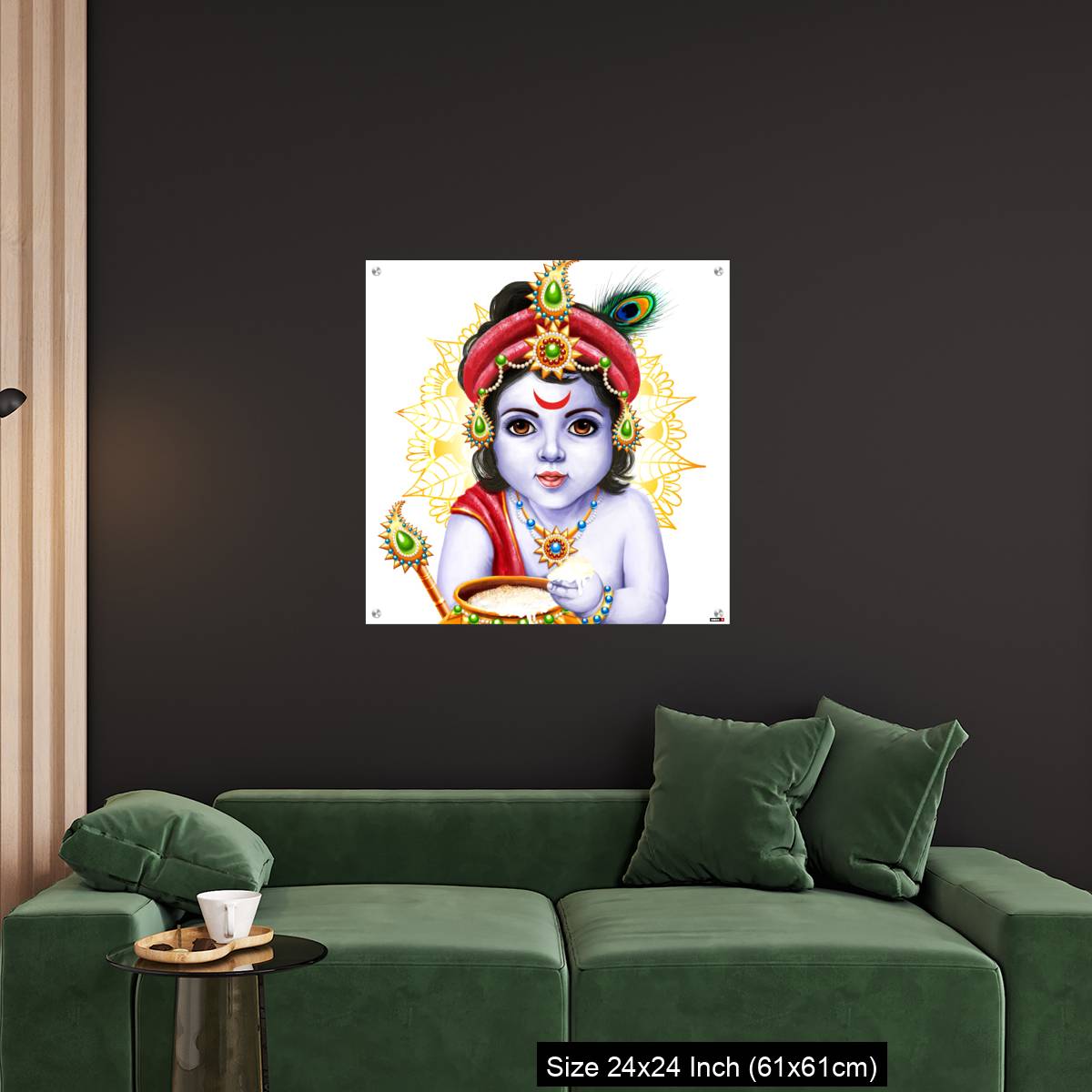 OMGs Acrylic Wall Decor – Little Krishna with a pot of butter on ornament background. - Image 11