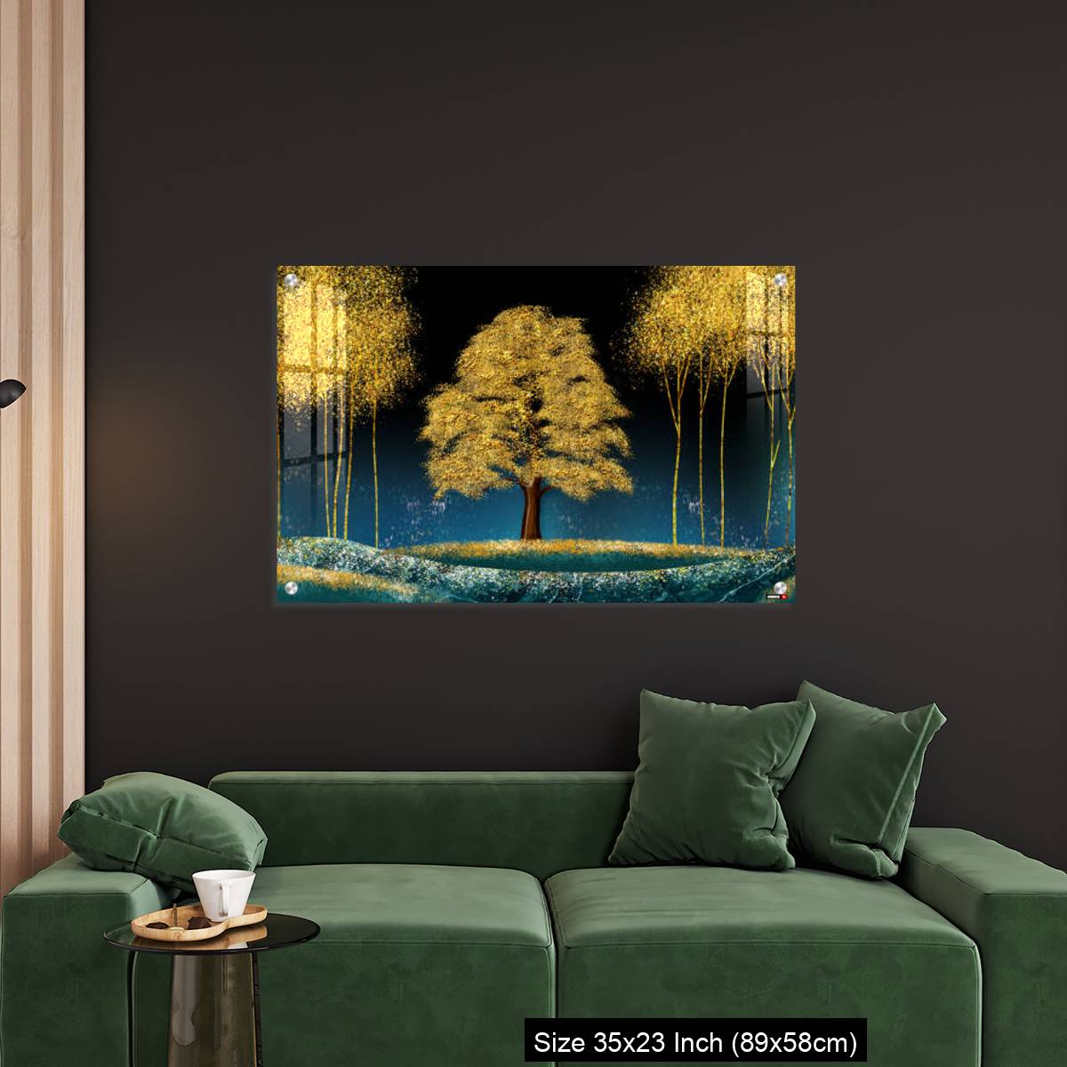 OMGs Acrylic Wall Decor – Modern canvas art mural wallpaper landscape moon, golden christmas trees, colorful mountains - Image 11