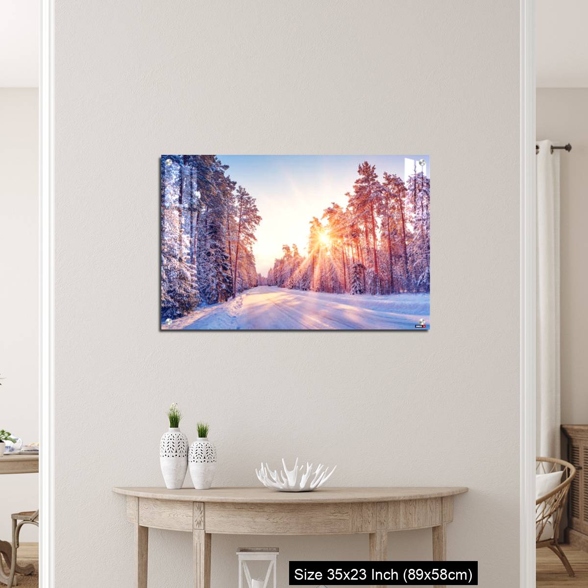 OMGs Acrylic Wall Decor – Beautiful view of the sunrise in the morning on the country snowy road. - Image 12