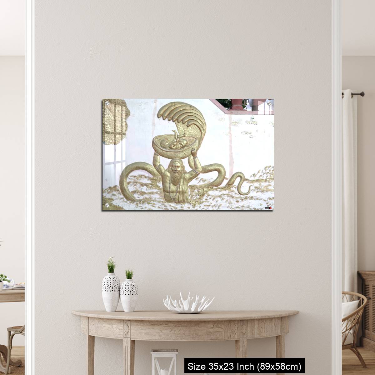 OMGs Acrylic Wall Decor – Sri Krishna with his father and snakes a wall art on temple of varansi - Image 12