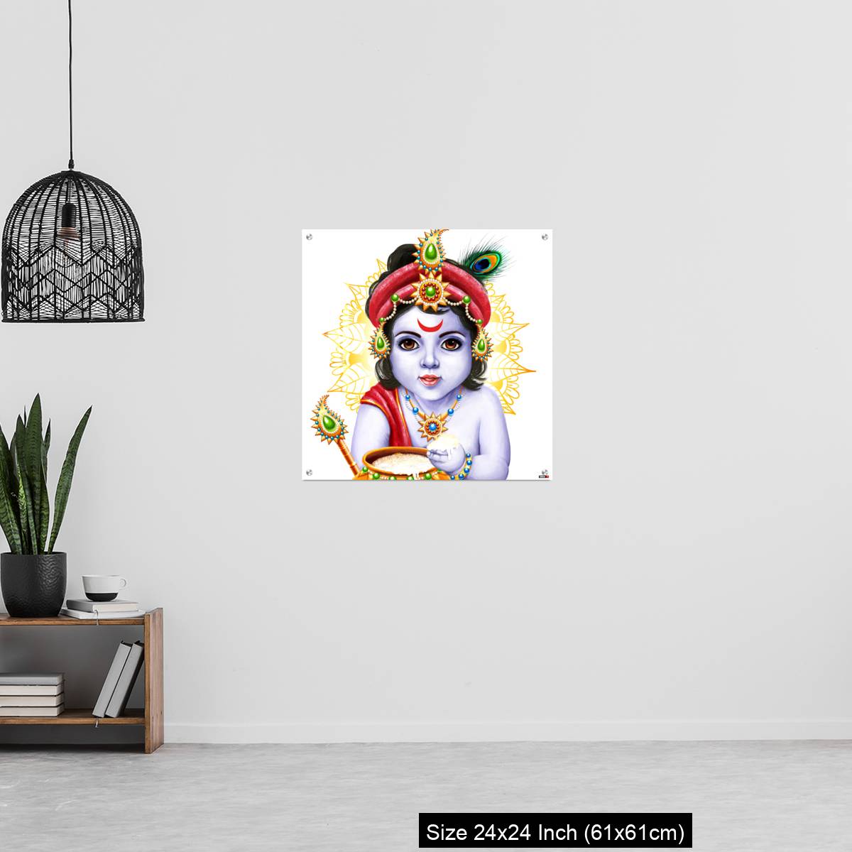 OMGs Acrylic Wall Decor – Little Krishna with a pot of butter on ornament background. - Image 13