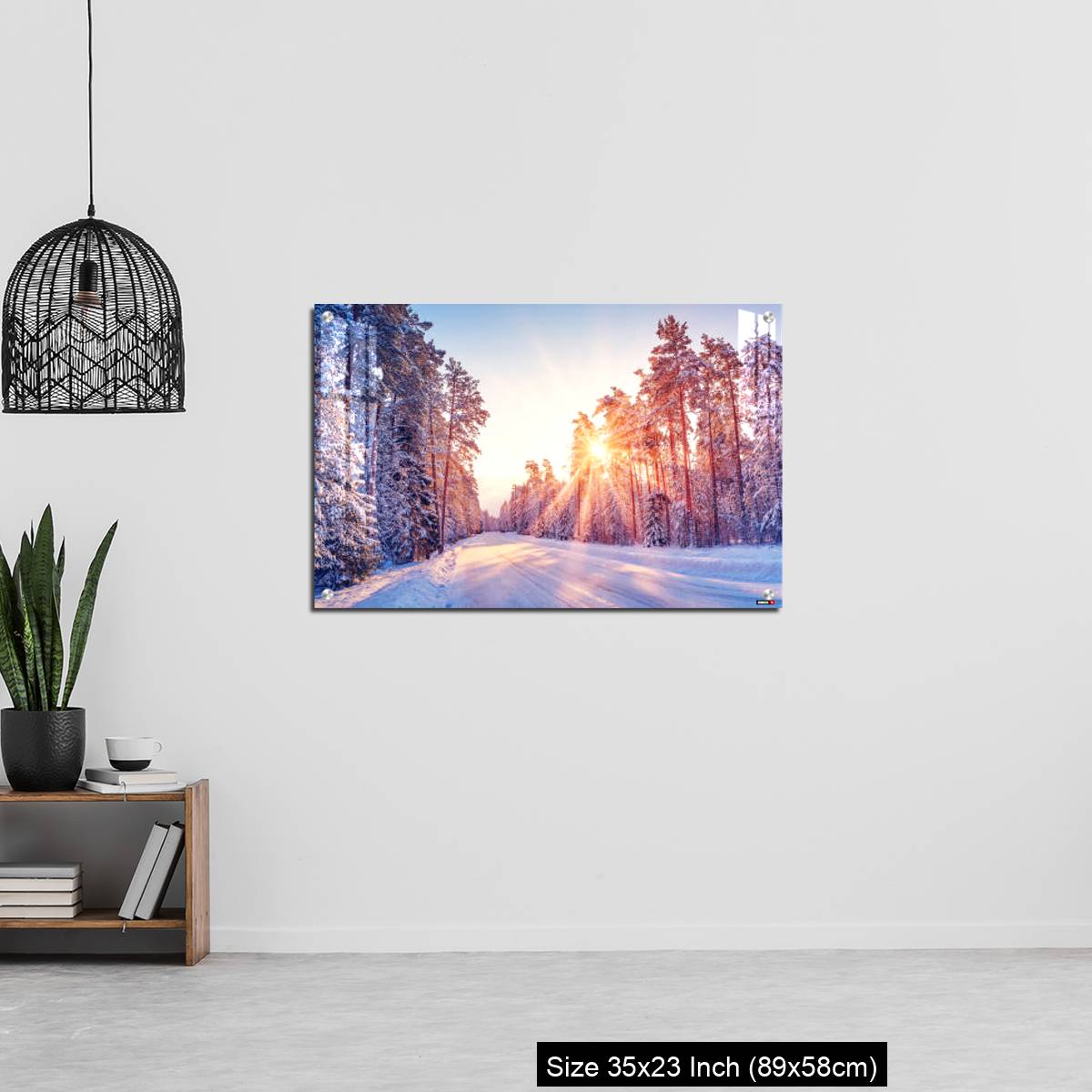OMGs Acrylic Wall Decor – Beautiful view of the sunrise in the morning on the country snowy road. - Image 13