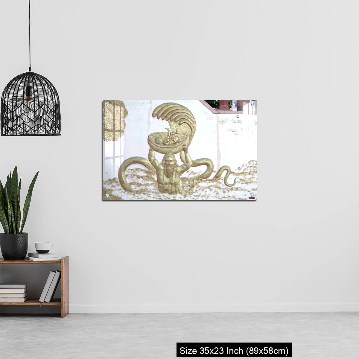 OMGs Acrylic Wall Decor – Sri Krishna with his father and snakes a wall art on temple of varansi - Image 13
