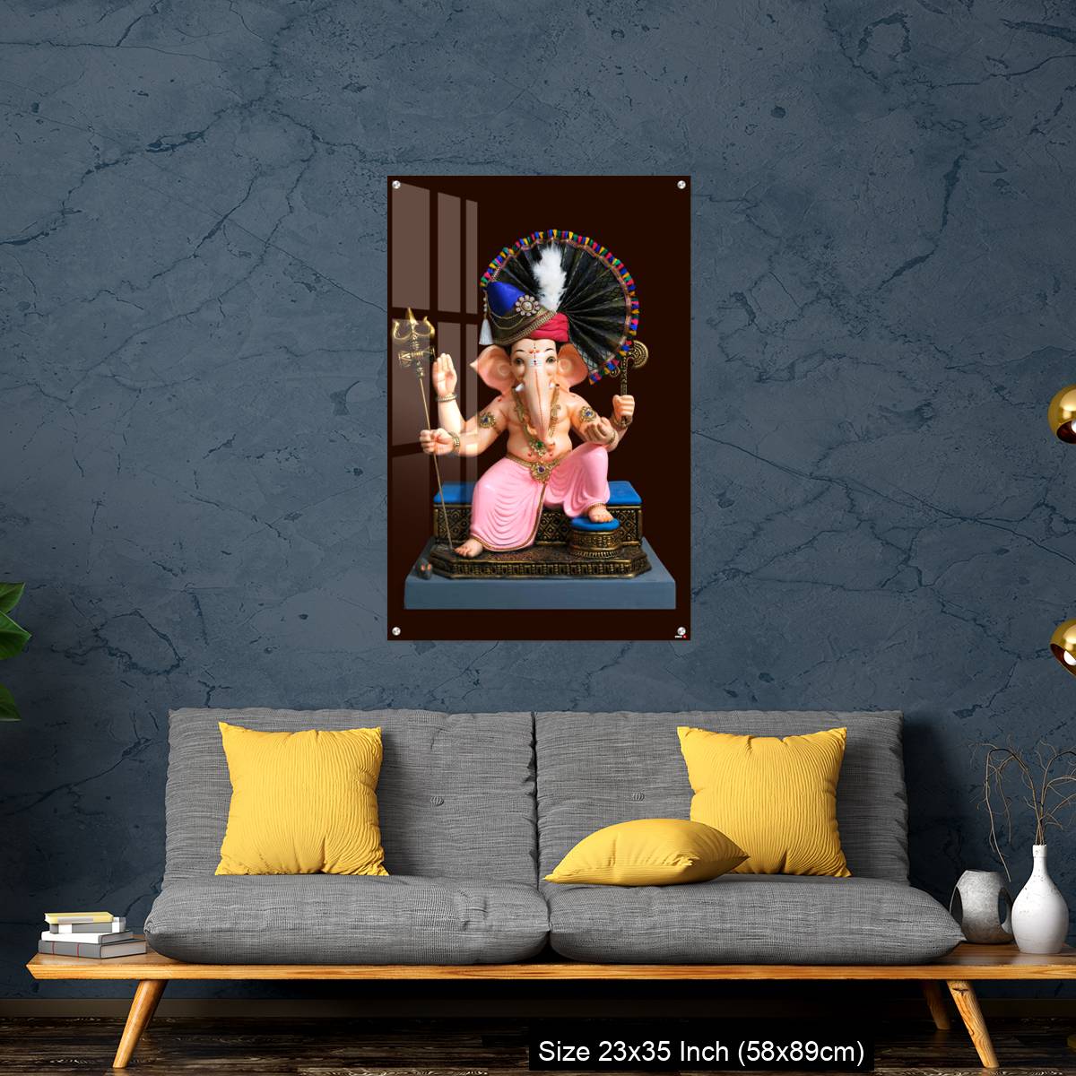 OMGs Acrylic Wall Decor – Hindu God Ganesha on brown background, Ganesha Idol. - Image 14