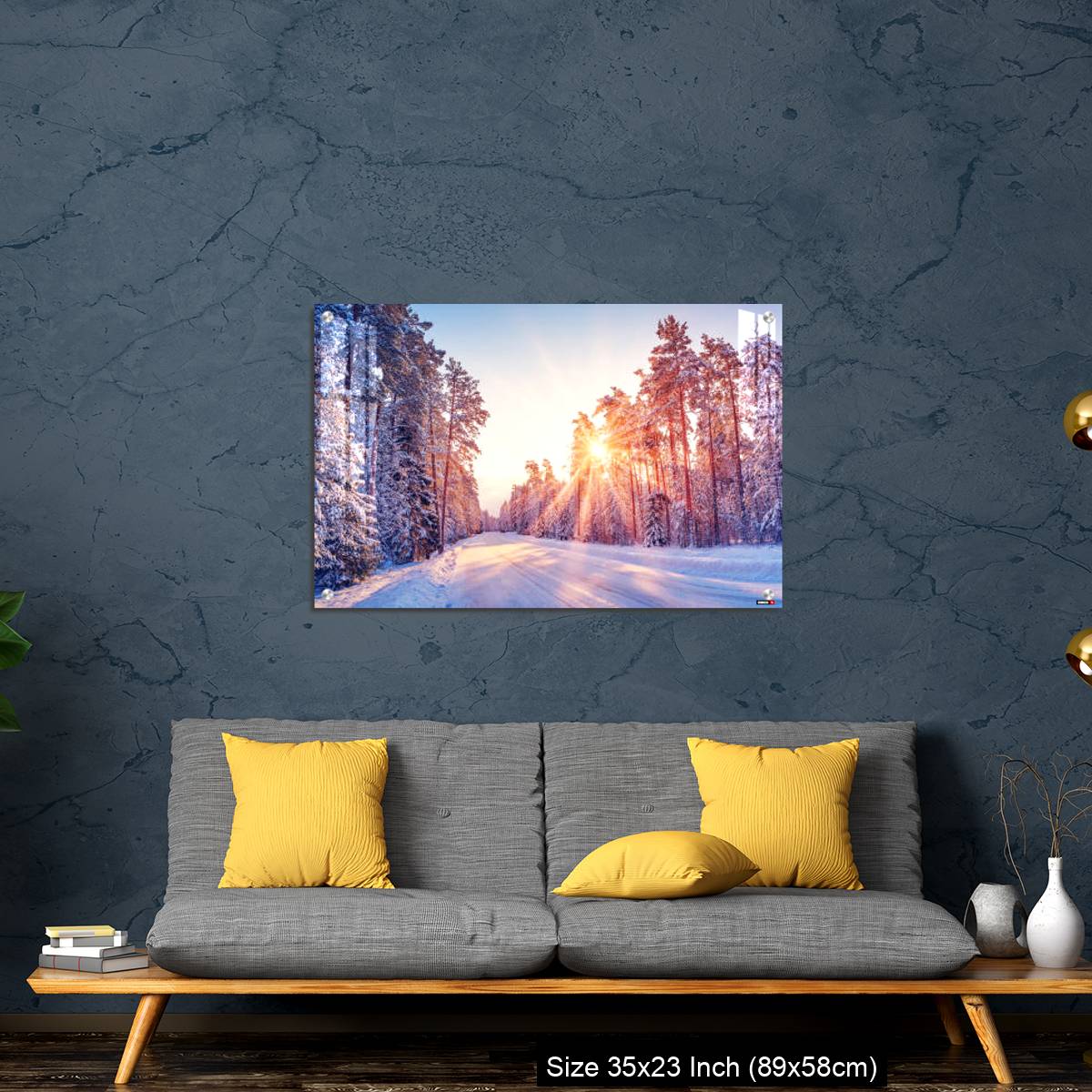 OMGs Acrylic Wall Decor – Beautiful view of the sunrise in the morning on the country snowy road. - Image 14