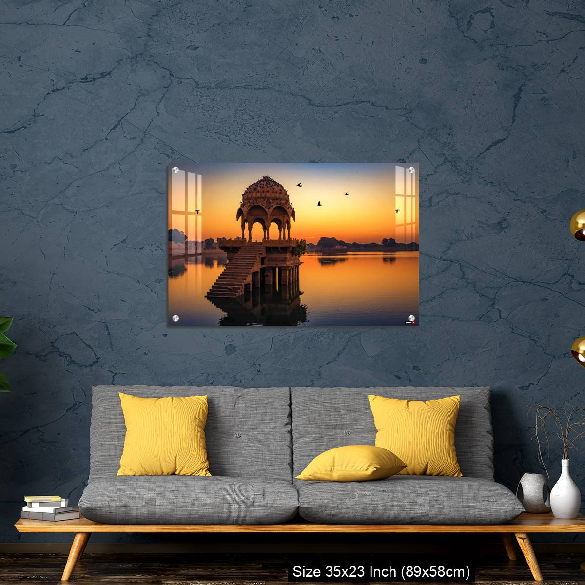 OMGs Acrylic Wall Decor – Gadisar lake at Jaisalmer Rajasthan at sunrise with ancient temples - Image 14