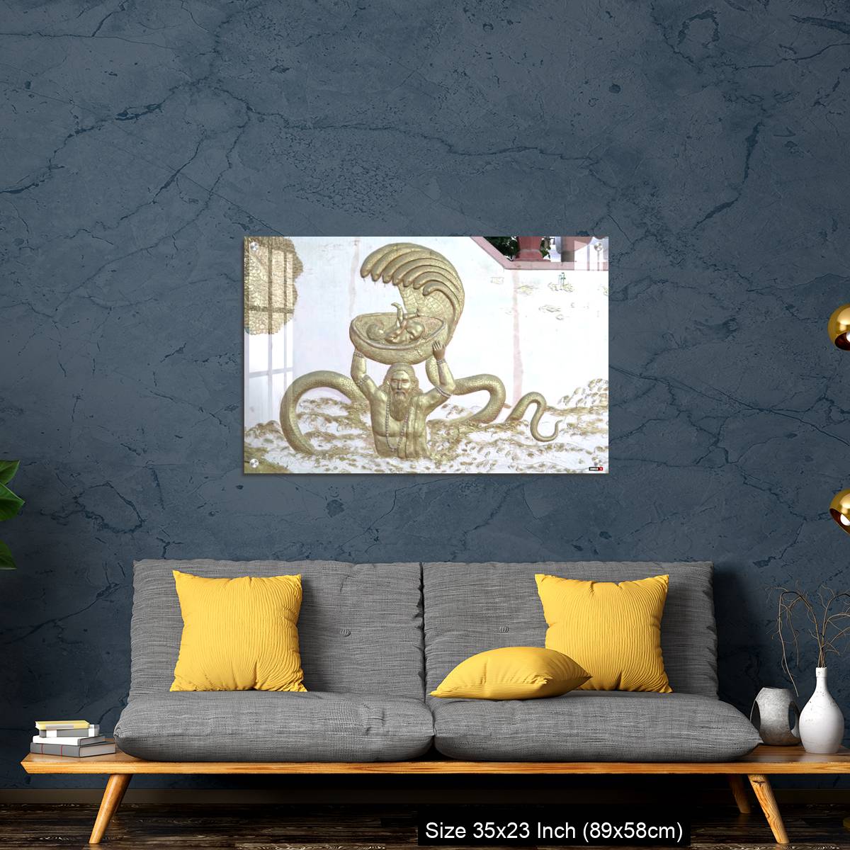 OMGs Acrylic Wall Decor – Sri Krishna with his father and snakes a wall art on temple of varansi - Image 14