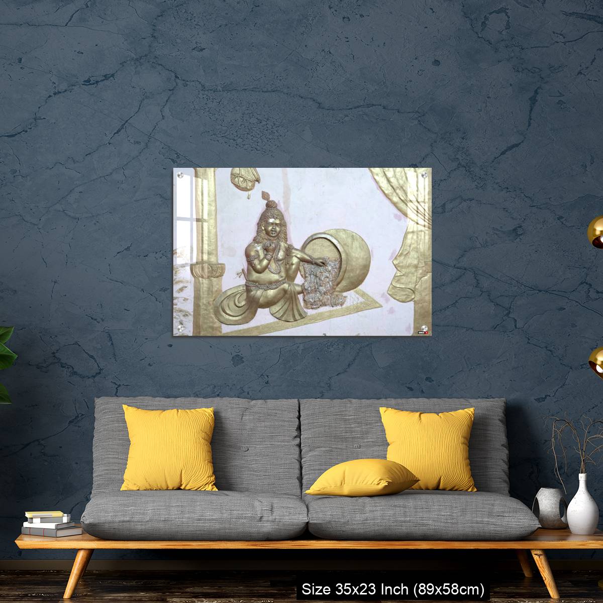 OMGs Acrylic Wall Decor – Sri Krishna with makhan a wall art on temple of varansi - Image 14