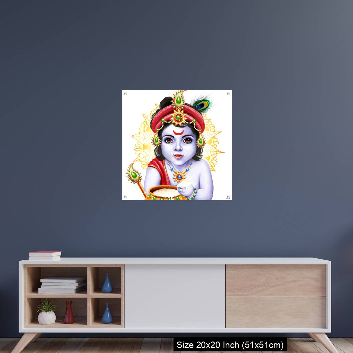 OMGs Acrylic Wall Decor – Little Krishna with a pot of butter on ornament background. - Image 15