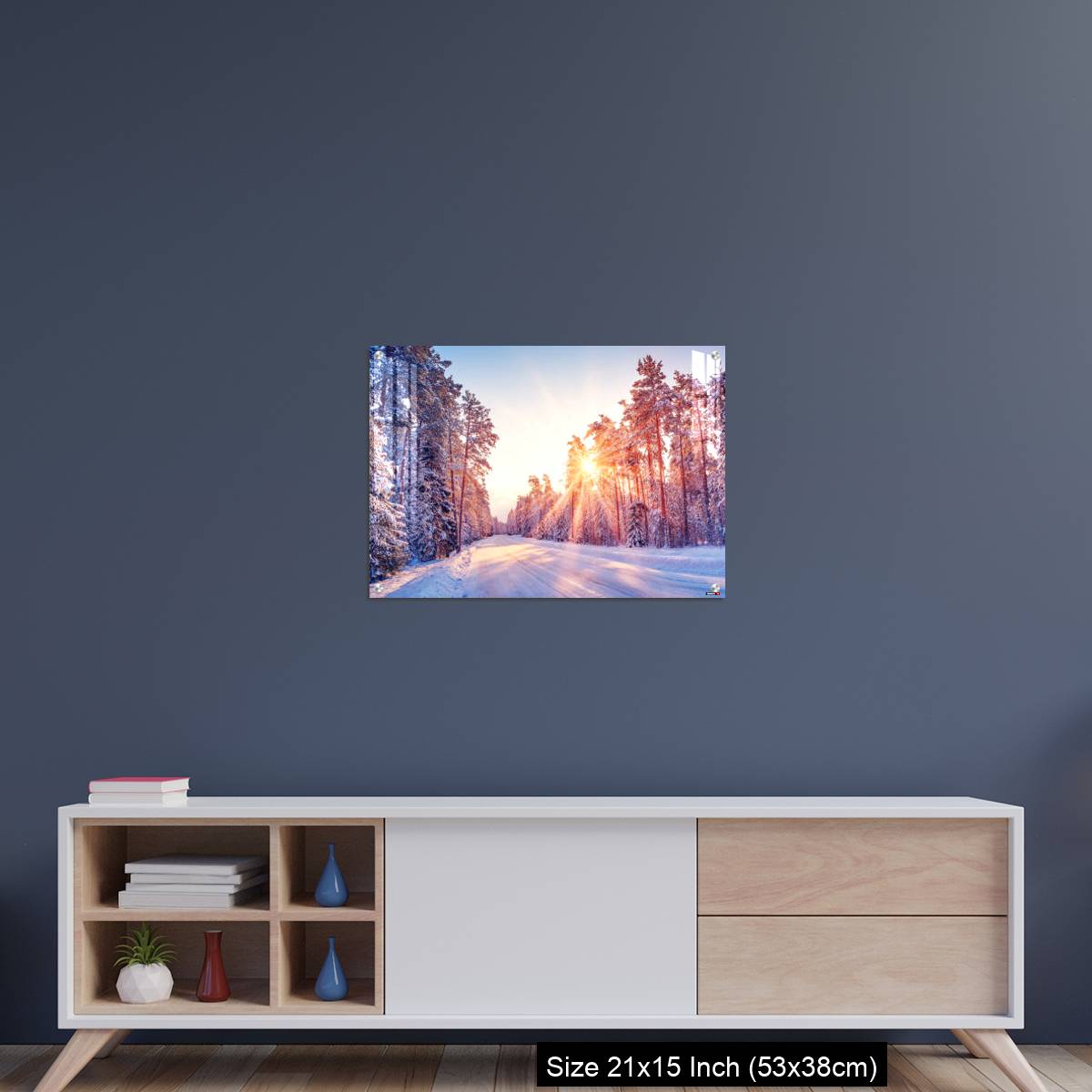 OMGs Acrylic Wall Decor – Beautiful view of the sunrise in the morning on the country snowy road. - Image 15