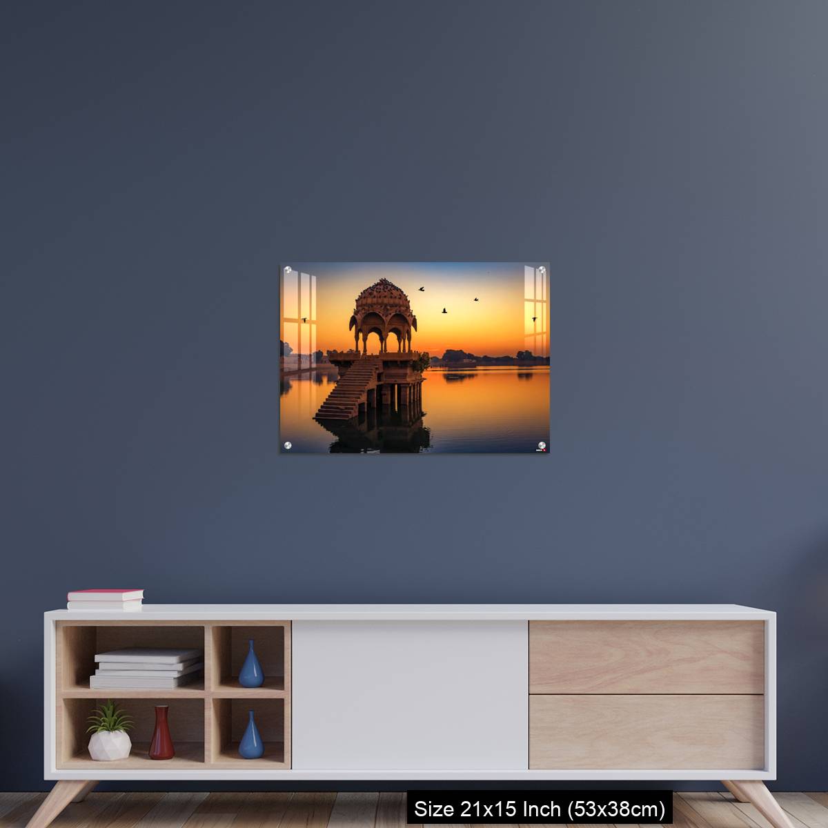 OMGs Acrylic Wall Decor – Gadisar lake at Jaisalmer Rajasthan at sunrise with ancient temples - Image 15