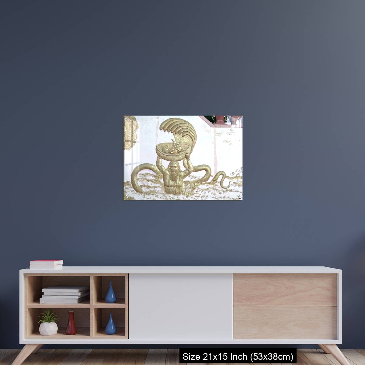 OMGs Acrylic Wall Decor – Sri Krishna with his father and snakes a wall art on temple of varansi - Image 15