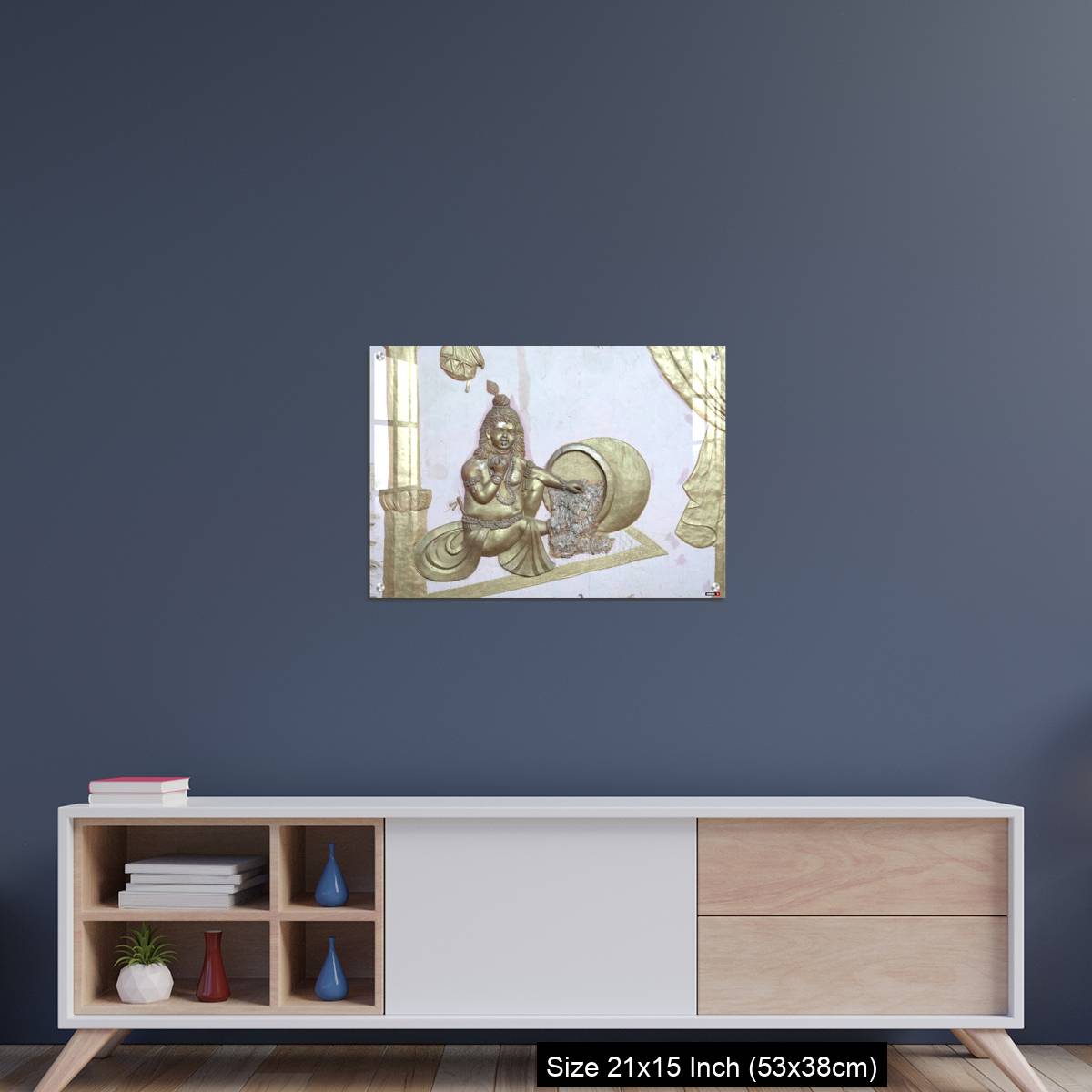 OMGs Acrylic Wall Decor – Sri Krishna with makhan a wall art on temple of varansi - Image 15