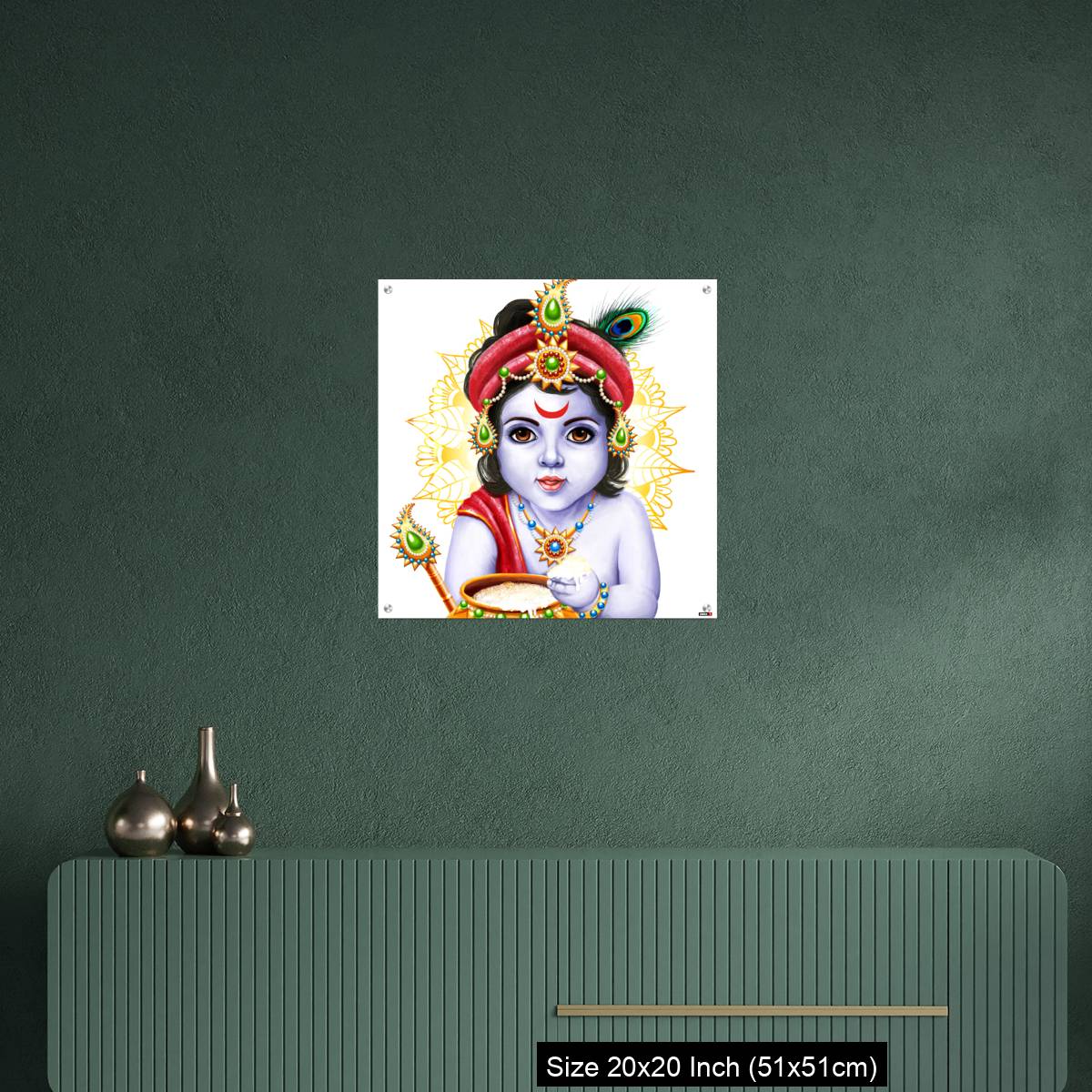 OMGs Acrylic Wall Decor – Little Krishna with a pot of butter on ornament background. - Image 16