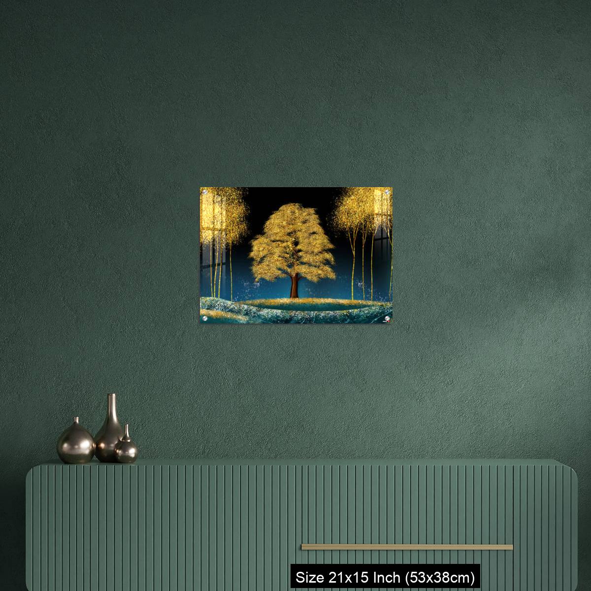 OMGs Acrylic Wall Decor – Modern canvas art mural wallpaper landscape moon, golden christmas trees, colorful mountains - Image 16