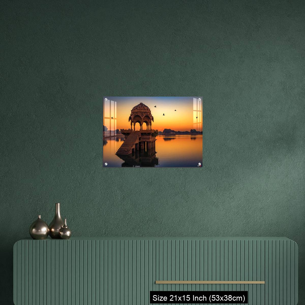 OMGs Acrylic Wall Decor – Gadisar lake at Jaisalmer Rajasthan at sunrise with ancient temples - Image 16
