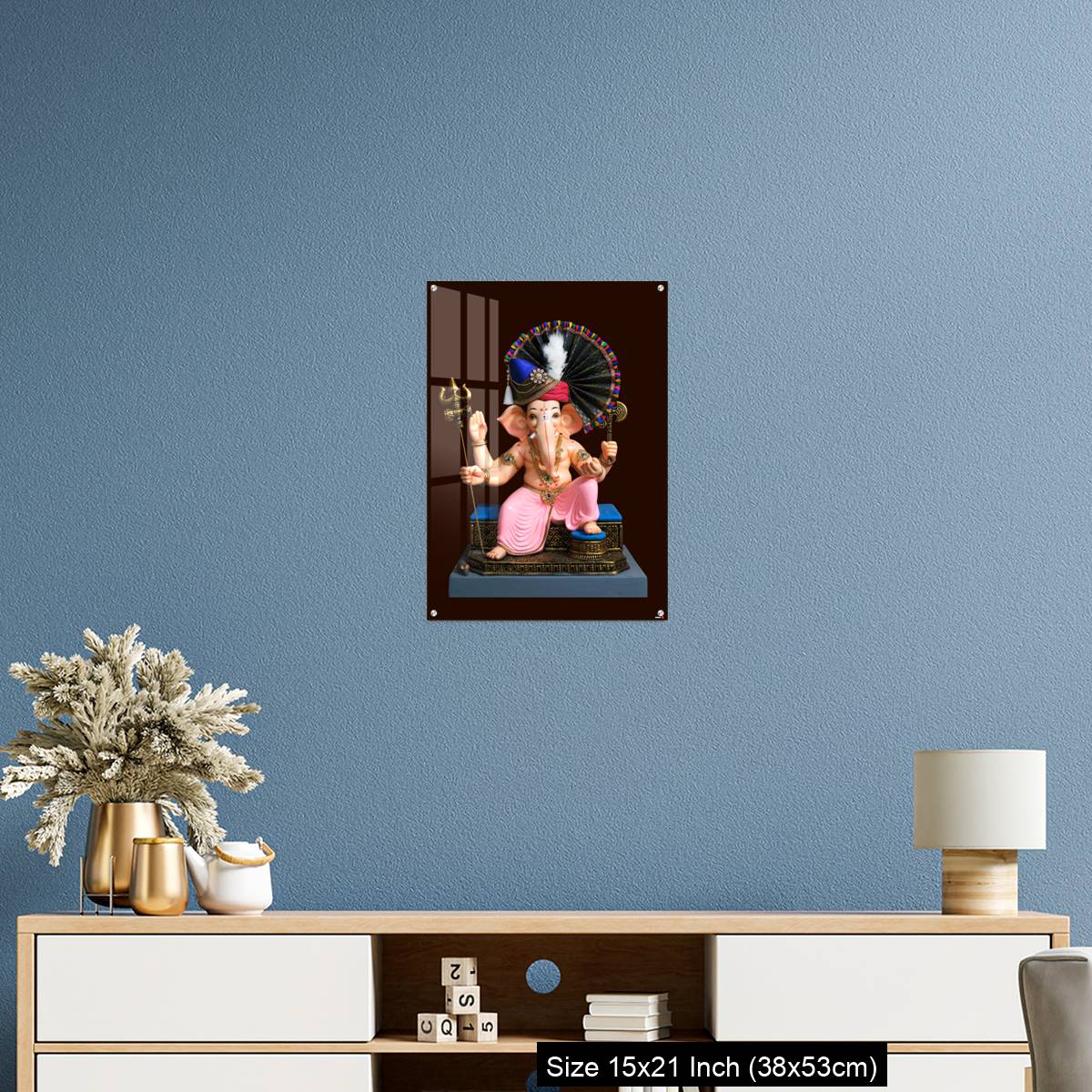 OMGs Acrylic Wall Decor – Hindu God Ganesha on brown background, Ganesha Idol. - Image 17