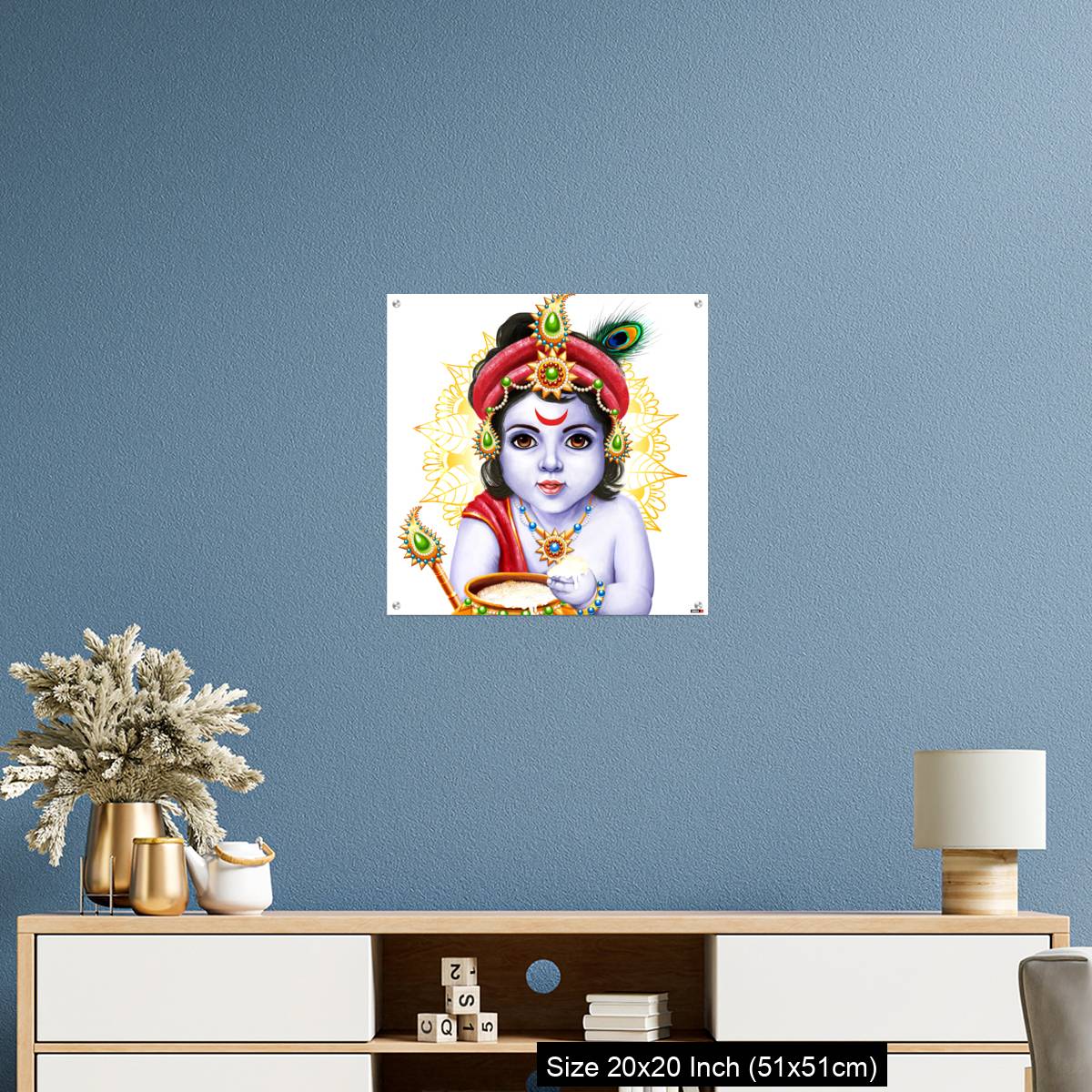 OMGs Acrylic Wall Decor – Little Krishna with a pot of butter on ornament background. - Image 17