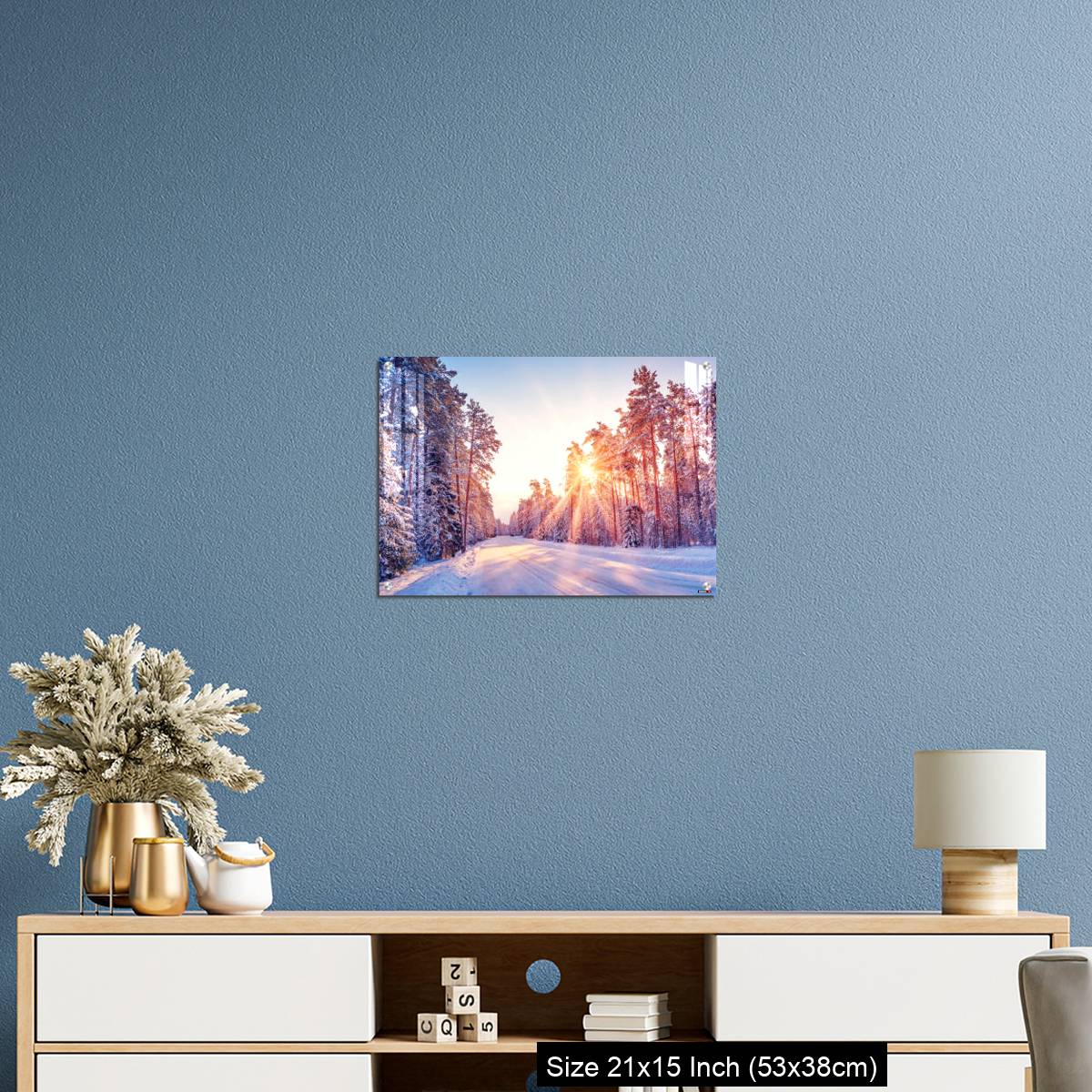 OMGs Acrylic Wall Decor – Beautiful view of the sunrise in the morning on the country snowy road. - Image 17