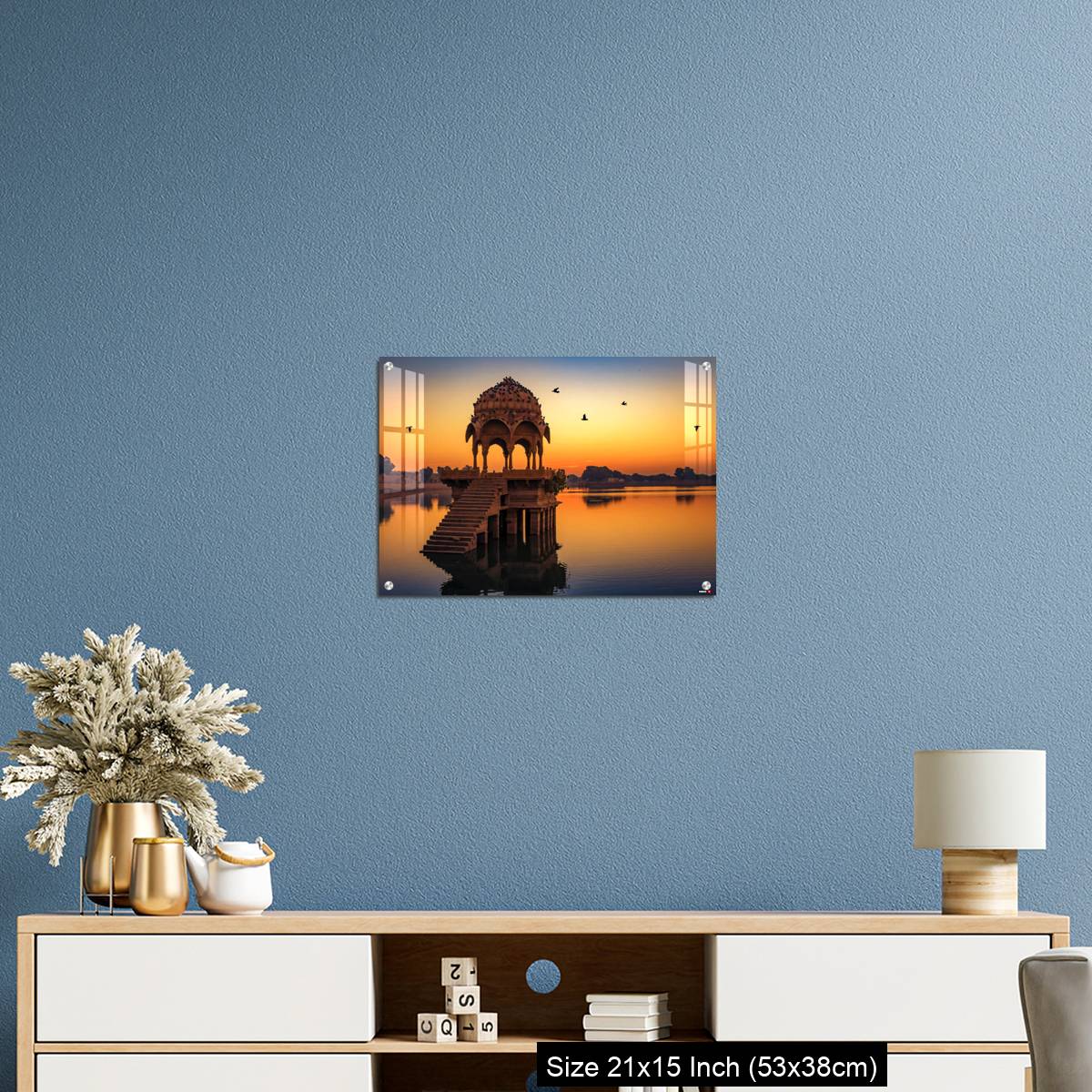 OMGs Acrylic Wall Decor – Gadisar lake at Jaisalmer Rajasthan at sunrise with ancient temples - Image 17