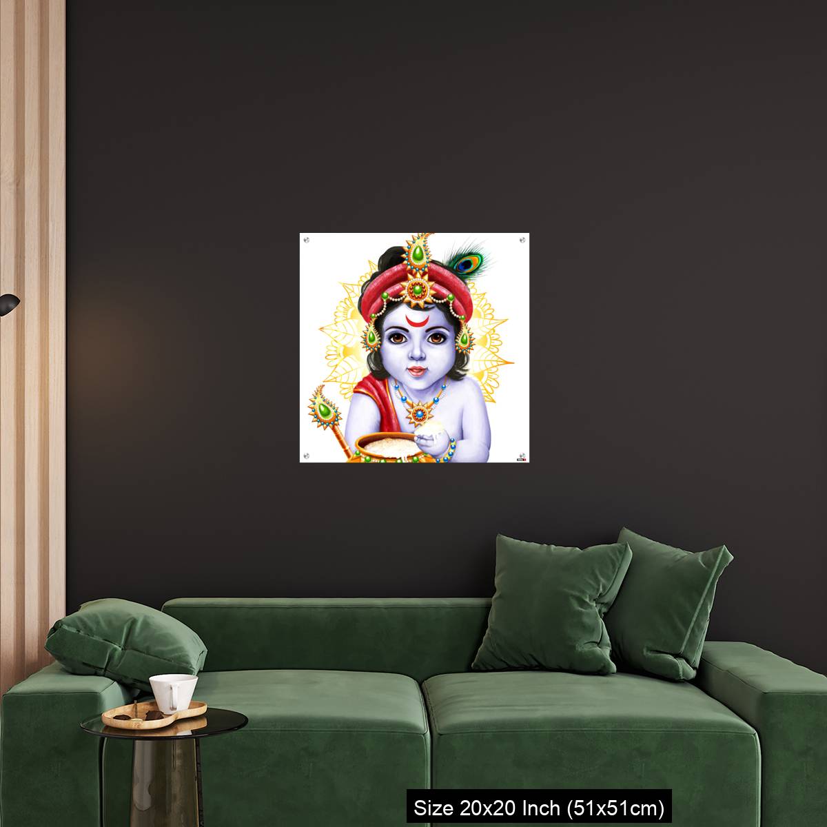 OMGs Acrylic Wall Decor – Little Krishna with a pot of butter on ornament background. - Image 18