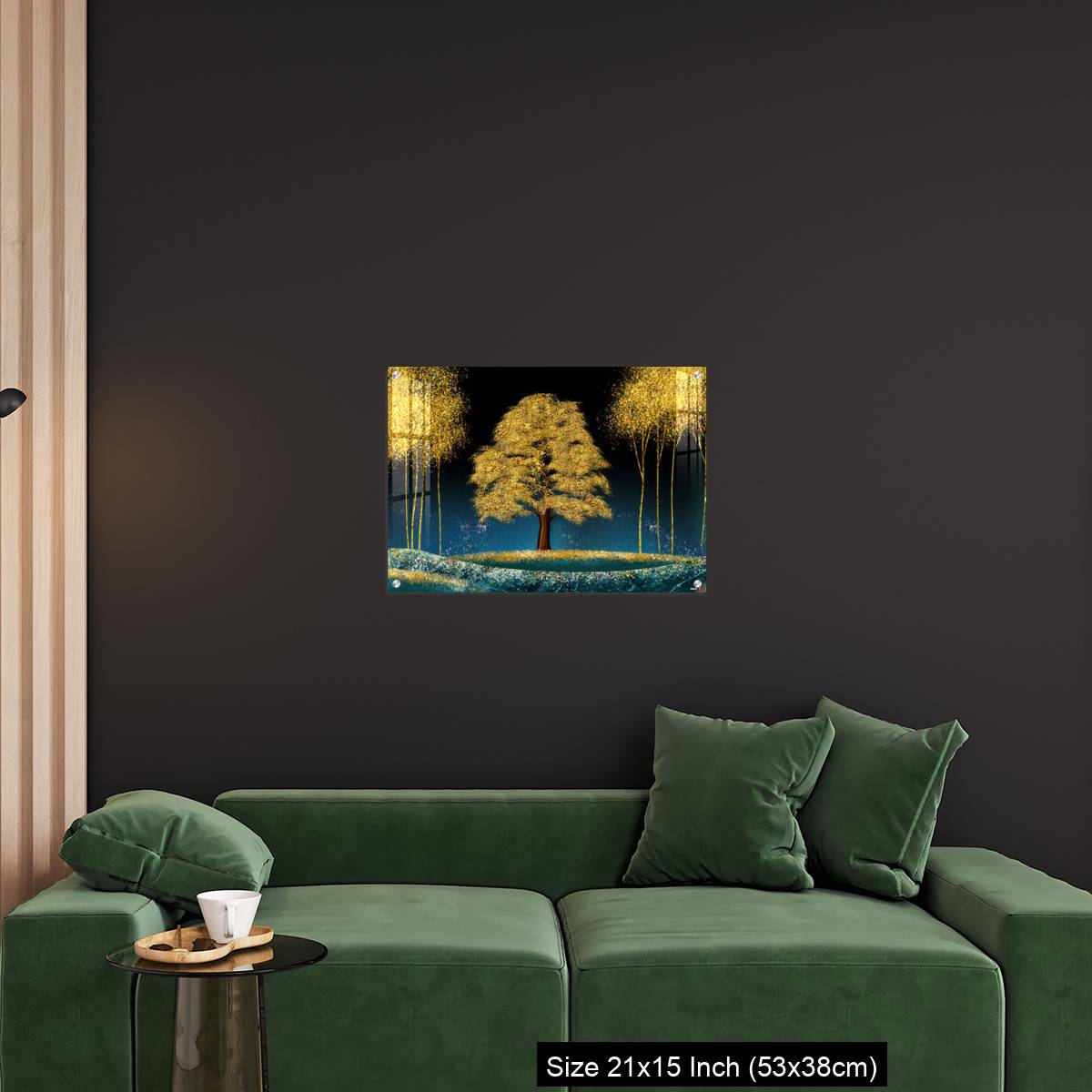OMGs Acrylic Wall Decor – Modern canvas art mural wallpaper landscape moon, golden christmas trees, colorful mountains - Image 18