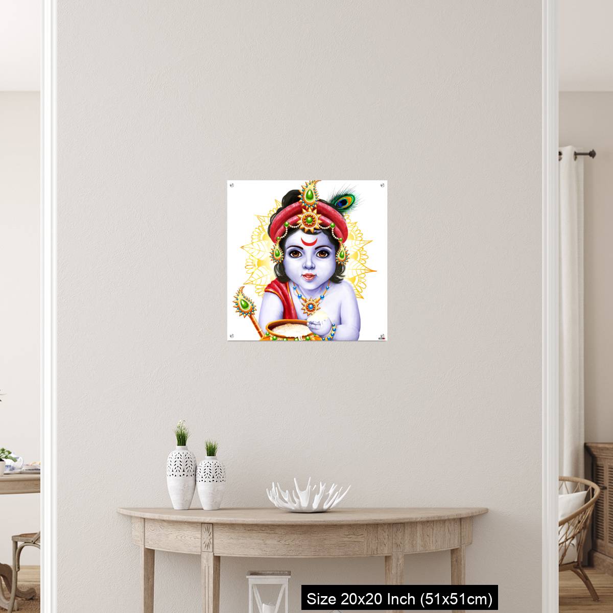 OMGs Acrylic Wall Decor – Little Krishna with a pot of butter on ornament background. - Image 19